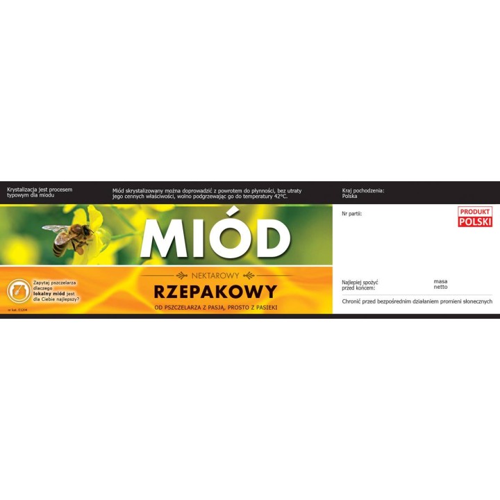Paczka etykiet z kontretykietą na miód rzepakowy (100szt) - wzór E1204