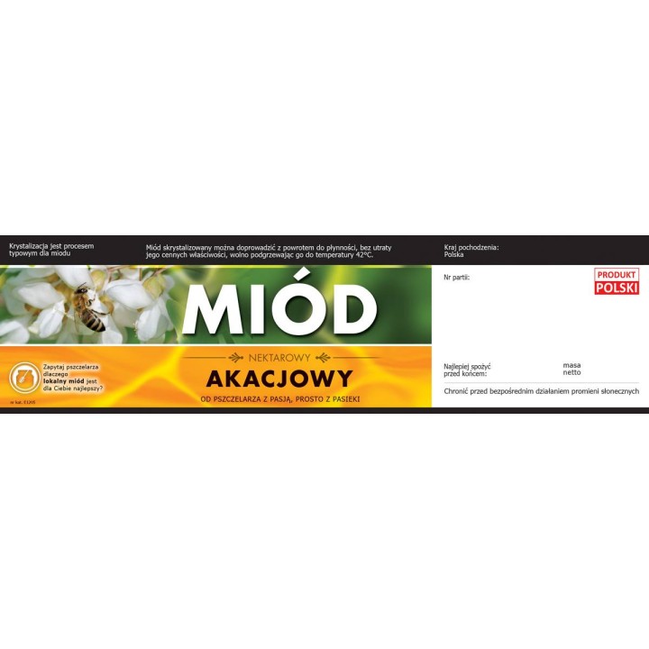 Paczka etykiet z kontretykietą na miód akacjowy(100szt) - wzór E1205