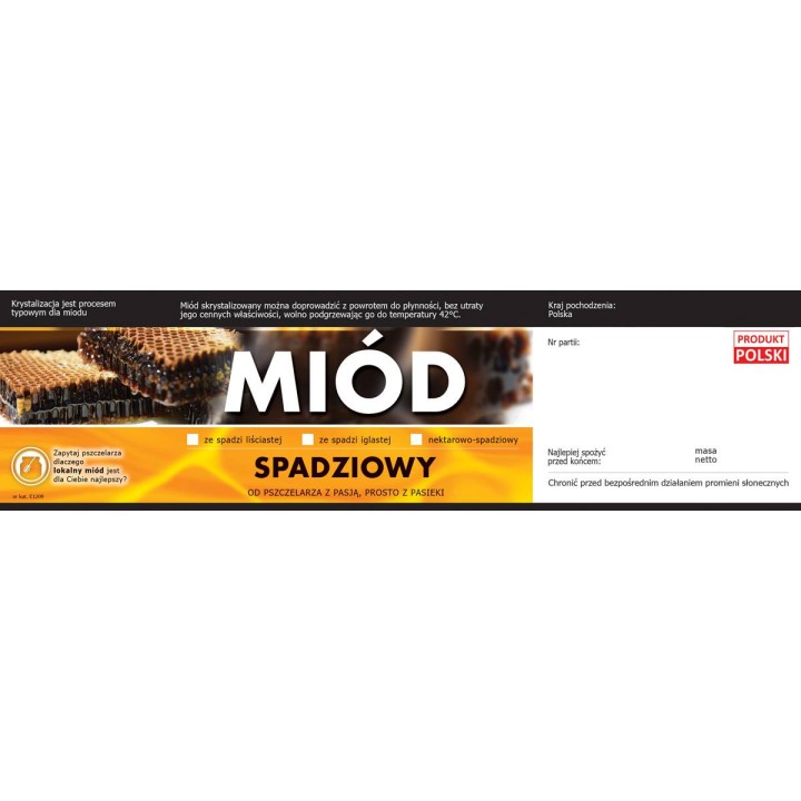 Paczka etykiet z kontretykietą na miód spadziowy(100szt) - wzór E1209