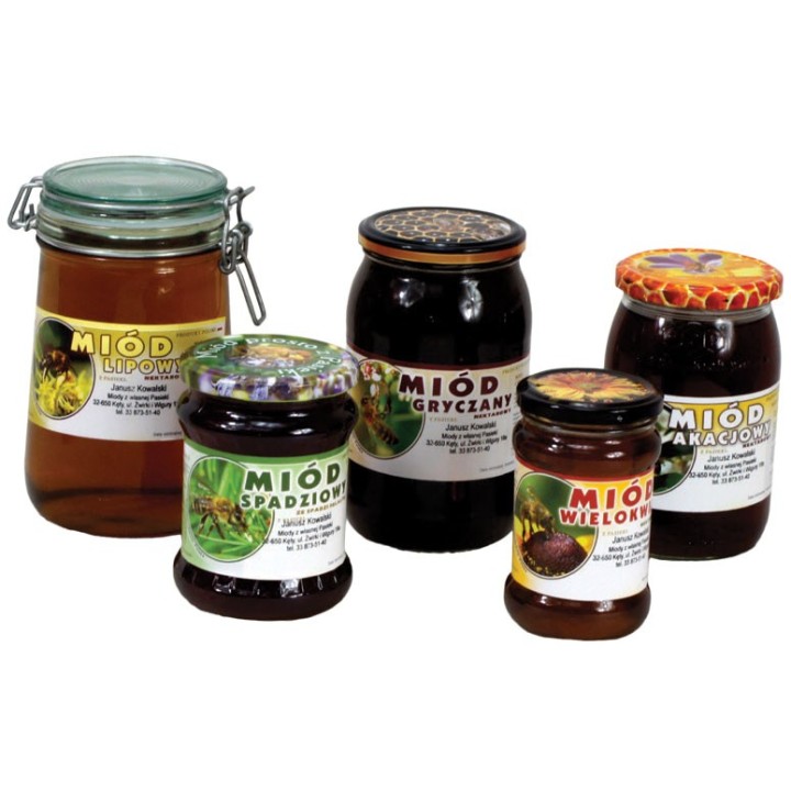 Paczka dużych etykiet na miód gryczany - wzór E102