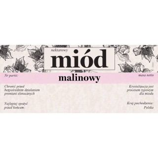 Paczka etykiet na miód malinowy 116x50 (100szt) - wzór E2025
