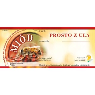 Paczka etykiet na miód prosto z ula (100szt) - wzór E1067