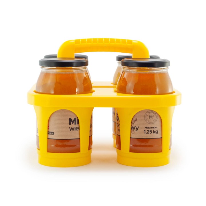 Transporter na 4 słoiki z miodem - żółty - TS4