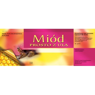 Paczka dużych etykiet na miód prosto z ula - wzór E128