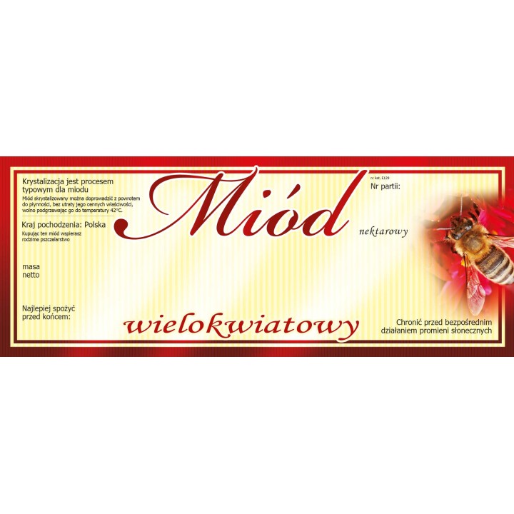 Paczka dużych etykiet na miód wielokwiatowy (100szt) - wzór E129