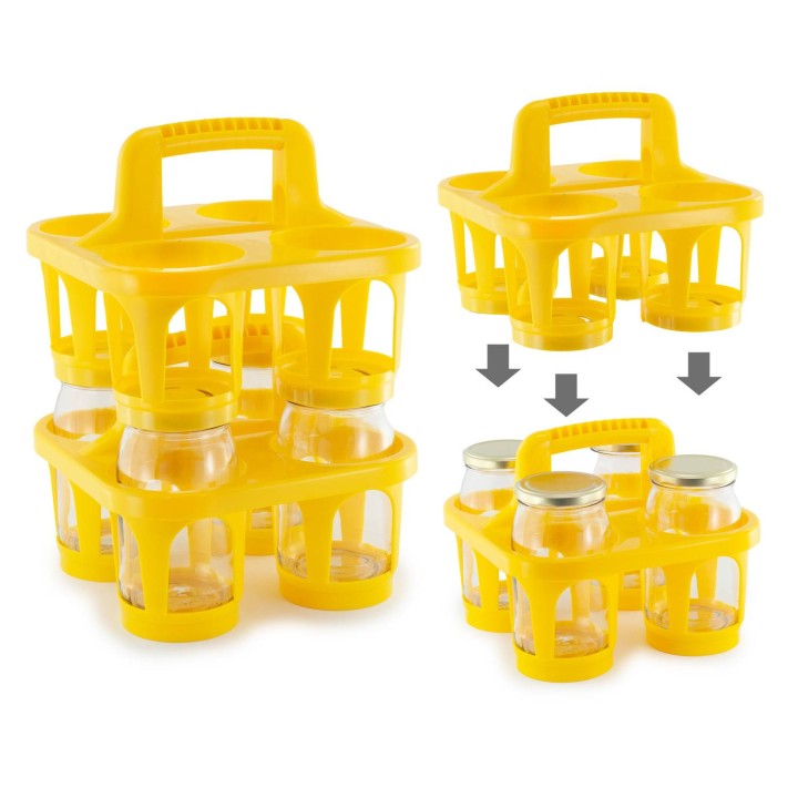 Transporter na 4 słoiki z miodem - żółty - TS4