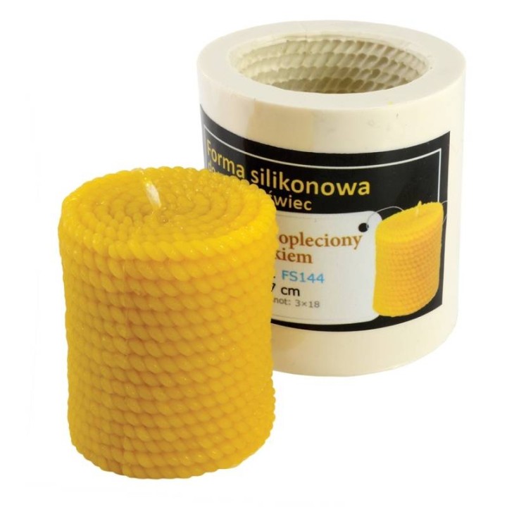 Silikonowa forma na świece - Walec opleciony sznurkiem - wzór FS144