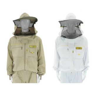 Bluza pszczelarska z kapeluszem rozpinana (PREMIUM LINE) - BIAŁA/BEŻOWA - M6057