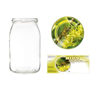 Słoiki 0,9 litra (48 szt) + nakrętki fi82 (50 szt) + etykiety na miód lipowy 116x50 (100 szt) - A5ND66E1101