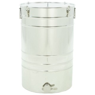 Odstojnik nierdzewny 100 l / ~140 kg, zawór nierdzewny 6/4", uchwyty, stożkowe dno - PREMIUM - wzór W74P