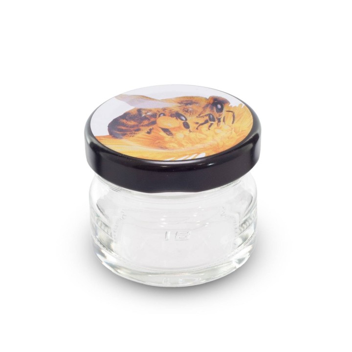 Paczka 30 szt słoiczków 33g z nakrętką duża pszczoła - A30PS