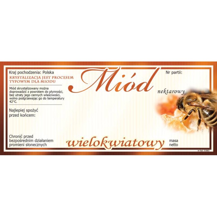 Paczka etykiet na miód wielokwiatowy (100szt) - wzór E1063