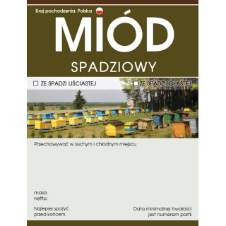 Paczka etykiet na miód spadziowy (100szt) - wzór E616