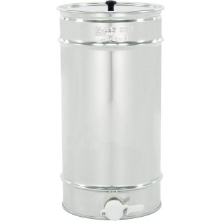 Odstojnik nierdzewny  40 l / ~60 kg  z sitem, zawór plastikowy, mufa nierdzewna - SN_64/F