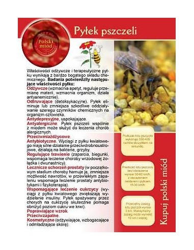 Broszurka informacyjna pyłek pszczeli (20szt) - wzór U9