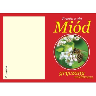 Zawieszka na słoiki na miód gryczany, czerwona (5szt) - U104