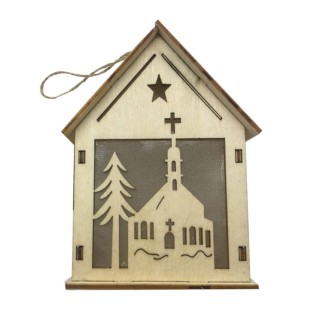 OZDOBA BOŻONARODZENIOWA - LAMPION DOMEK 10 x 12 x 5 CM LED - LAR1796