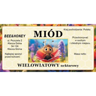 Etykiety na miód z własnym nazwiskiem PERSONALIZOWANE (100 szt) - wzór EN19