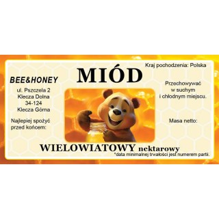 Etykiety na miód z własnym nazwiskiem PERSONALIZOWANE (100 szt) - wzór EN20