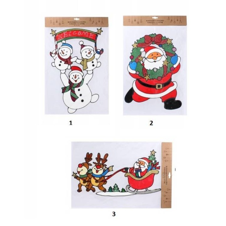 BOŻONARODZENIOWA NAKLEJKA NA SZYBĘ 31 x 47 CM MIX - LEJ1948