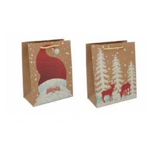 TOREBKA PREZENTOWA BOŻONAR. BRĄZOWA "ŚNIEŻYNKI" 32 x 26 x 12 cm - BAG5113