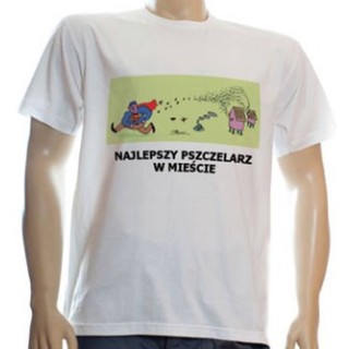 Koszulka "NAJLEPSZY PSZCZELARZ W MIEŚCIE" bawełniana, biała - KA4W