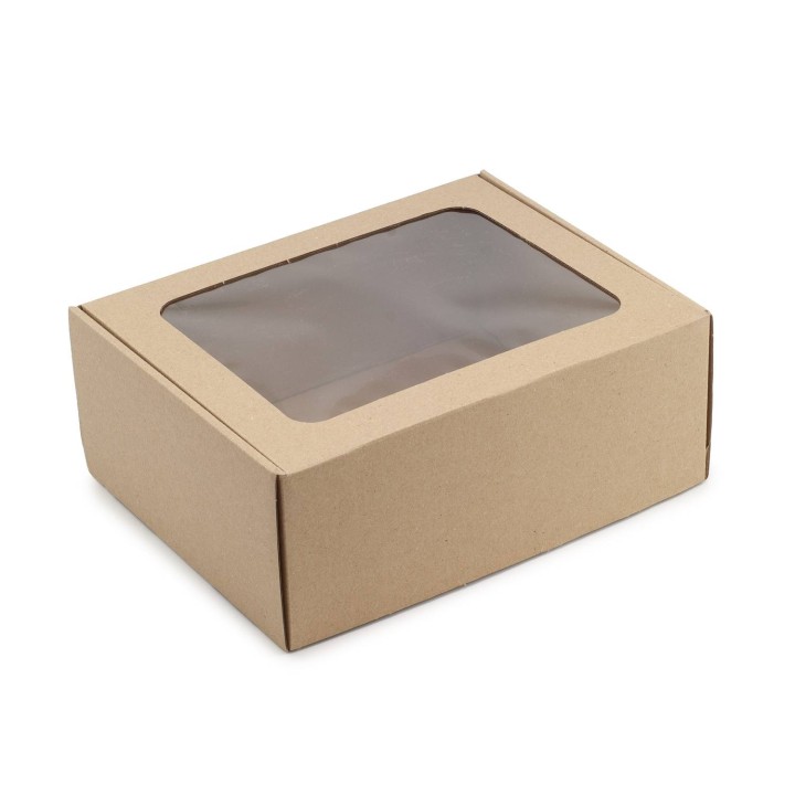 Pudełko prezentowe z oknem 25x20x10 + wypełniacz + 2 szt słoik 350ml + 2 szt nakrętki czarne + pałeczka - PP2