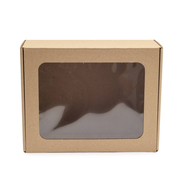 Pudełko prezentowe z oknem 25x20x10 + wypełniacz + 2 szt słoik 350ml + 2 szt nakrętki czarne + pałeczka - PP2