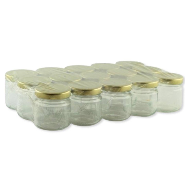 Paczka 15 szt słoiczków 106 ml VASO CEE z nakrętkami złotymi -  A116