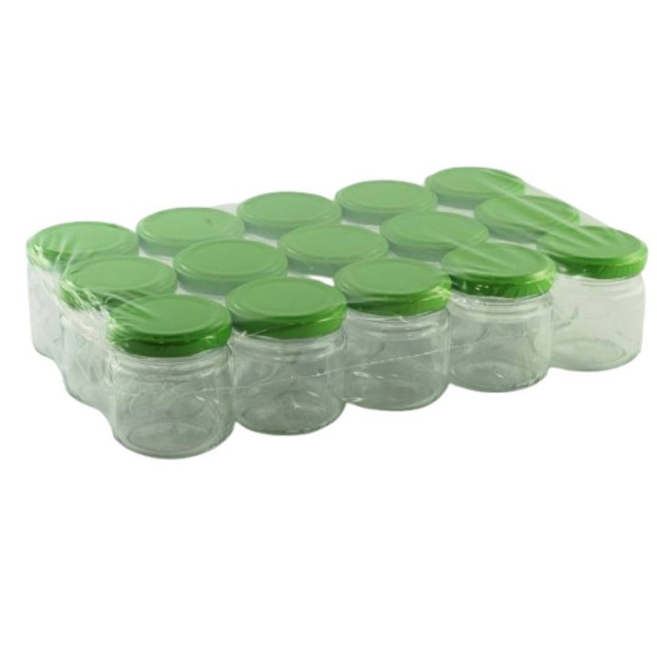 Paczka 15 szt słoiczków 106 ml VASO CEE z nakrętkami zielonymi -  A116G