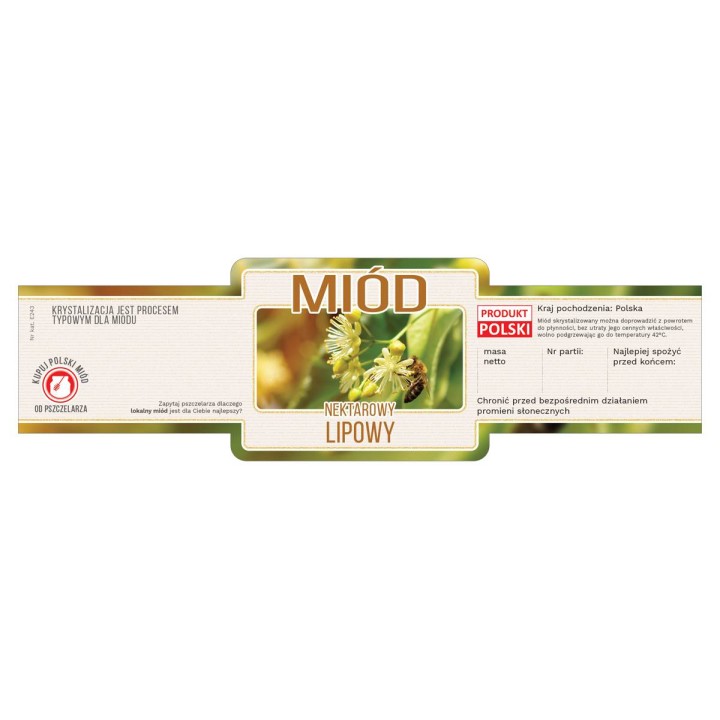 Paczka etykiet ozdobnych na miód lipowy (100szt) - wzór E243