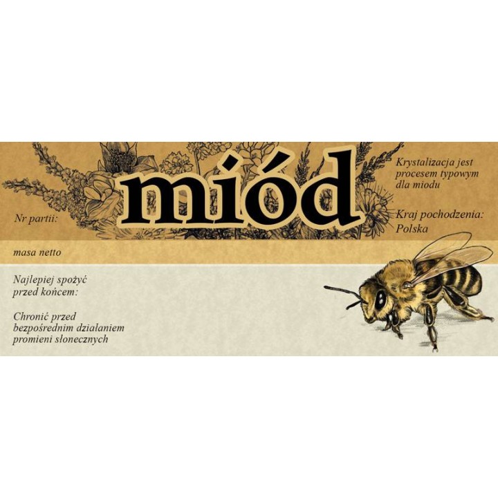 Paczka etykiet na miód uniwesrsalna 116x50 (100 szt) - wzór E2015