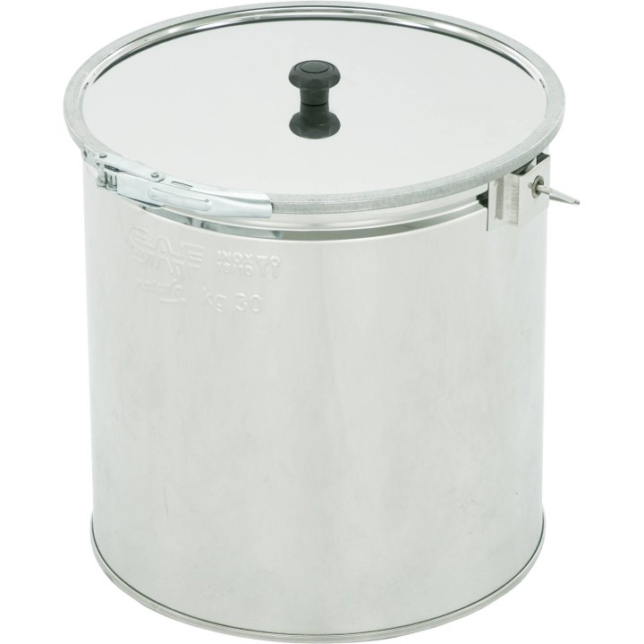 Wiadro nierdzewne 30 kg z sitem, pierścień zaciskowy - SN_251