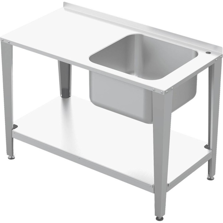 Stół roboczy do pracowni pasiecznej ze stali nierdzewnej ze zlewozmywakiem, 1500 mm - W924