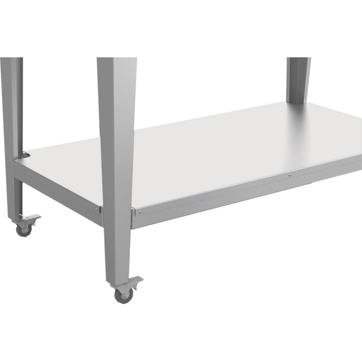 Stół roboczy do pracowni pasiecznej ze stali nierdzewnej, wolnostojący, z kółkami i półką, 1200 mm - W929