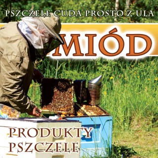 Baner reklamowy (100x100 cm) MIÓD I PRODUKTY PSZCZELE - wzór BR18-1x1