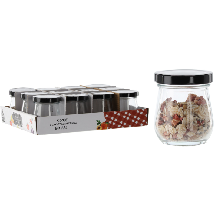 Słoiczek 80 ML z czarną metalową zakrętką  (1szt) - wzór BUS2455