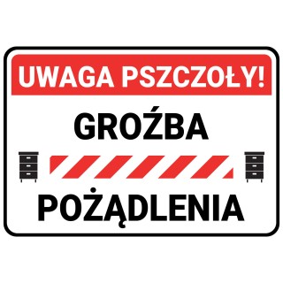Średnia tablica ostrzegawcza UWAGA PSZCZOŁY  - wzór TAB7-XL