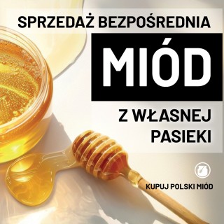 Baner reklamowy (100x100 cm) SPRZEDAŻ BEZPOŚREDNIA MIÓD Z WŁASNEJ PASIEKI - wzór BR42-1x1