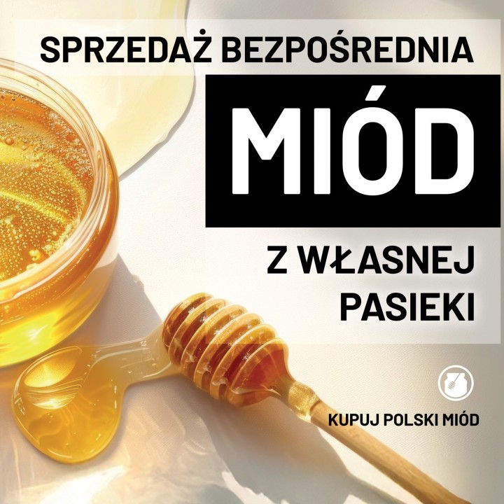 Baner reklamowy (100x100 cm) SPRZEDAŻ BEZPOŚREDNIA MIÓD Z WŁASNEJ PASIEKI - wzór BR42-1x1