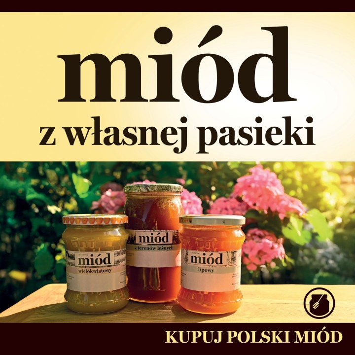 Baner reklamowy (100x100 cm) MIÓD Z WŁASNEJ PASIEKI - wzór BR44-1x1