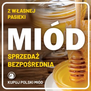 Baner reklamowy (100x100 cm) SPRZEDAŻ BEZPOŚREDNIA MIÓD Z WŁASNEJ PASIEKI - wzór BR45-1x1