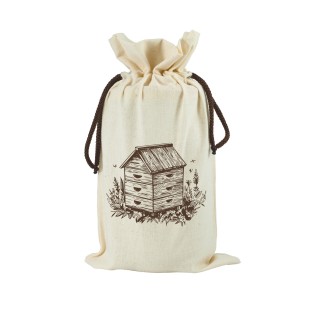 Woreczek ekologiczny ecru Z RUSTYKALNYM ULEM na 1 słoik 900 ml (1szt) -  TE5o