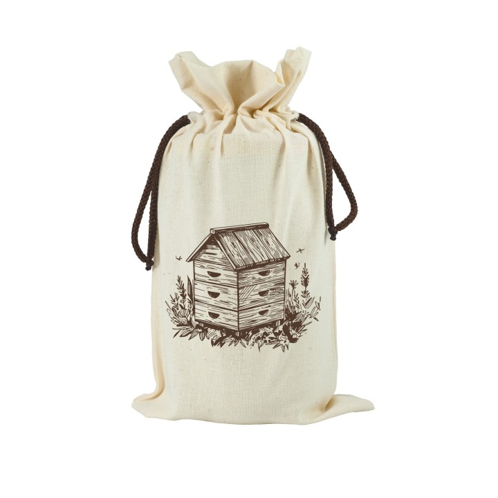 Woreczek ekologiczny ecru Z RUSTYKALNYM ULEM na 1 słoik 900 ml (1szt) -  TE5o