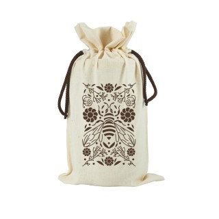 Woreczek ekologiczny ecru Z MOTYWEM PSZCZOŁY WRÓD KWIATÓW na 1 słoik 900 ml (1szt) -  TE5p