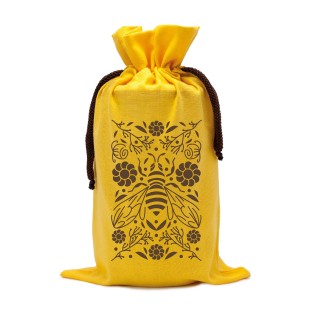 Woreczek ekologiczny żółty Z MOTYWEM PSZCZOŁY WRÓD KWIATÓW na 1 słoik 900 ml (1szt) -  TE5Yp