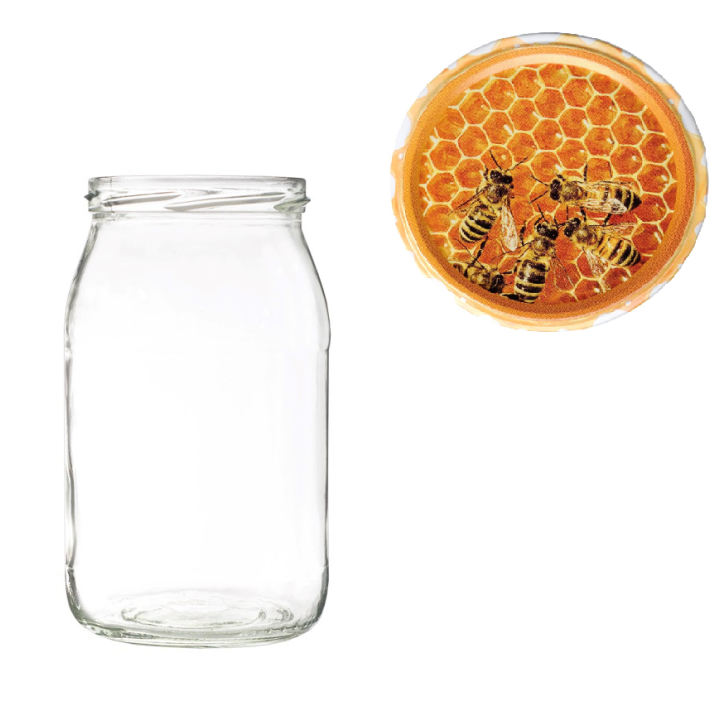 Karton słoików 0,9 litra (48 szt) + nakrętki fi 82 (50 szt) wzór PLASTER MIODU - KA5ND63