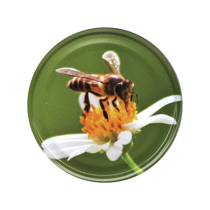 Karton słoików 0,9 litra (48 szt) + nakrętki fi 82 (50 szt) wzór PSZCZOŁA NA BIAŁYM KWIATKU - KA5ND95