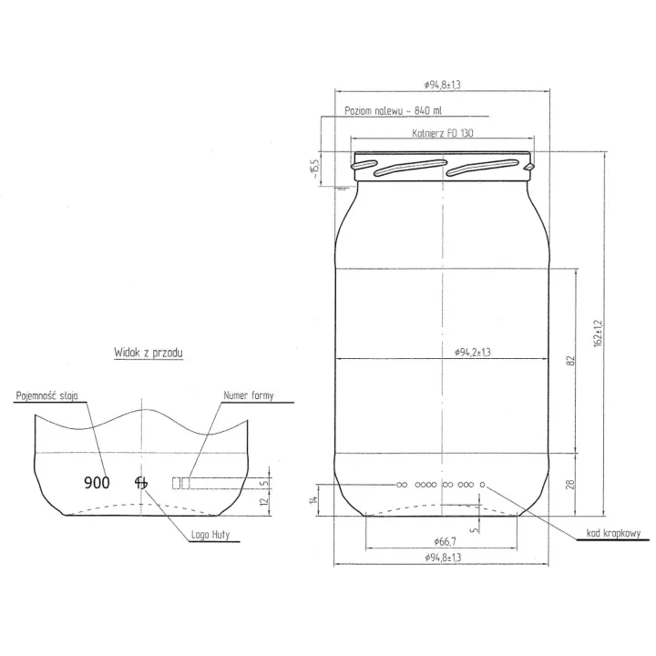 Karton słoików 0,9 litra (48 szt) + nakrętki fi 82 (50 szt) wzór PLASTER MIODU - KA5ND63