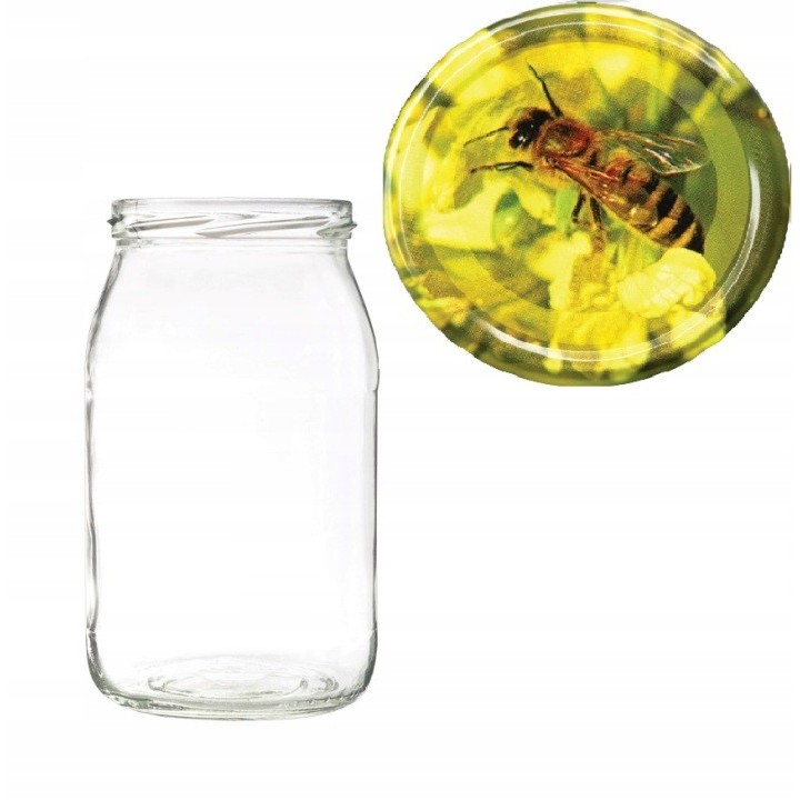 Karton słoików 0,9 litra (48 szt) + nakrętki fi 82 (50 szt) wzór RZEPAK - KA5ND115